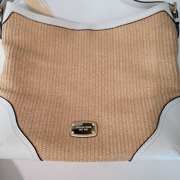 Michael Kors Millbrook Wicker Straw Hobo Shoulder Bag Beige - Picture 12 of 12